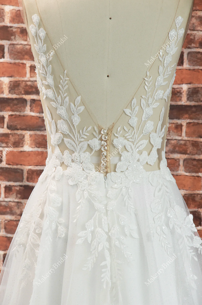 
                      
                        Elegant Illusion Appliques A Line Wedding Dress
                      
                    