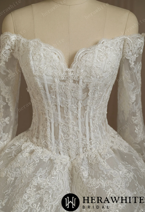 Short Lace Wedding Dress With Long Sleeves