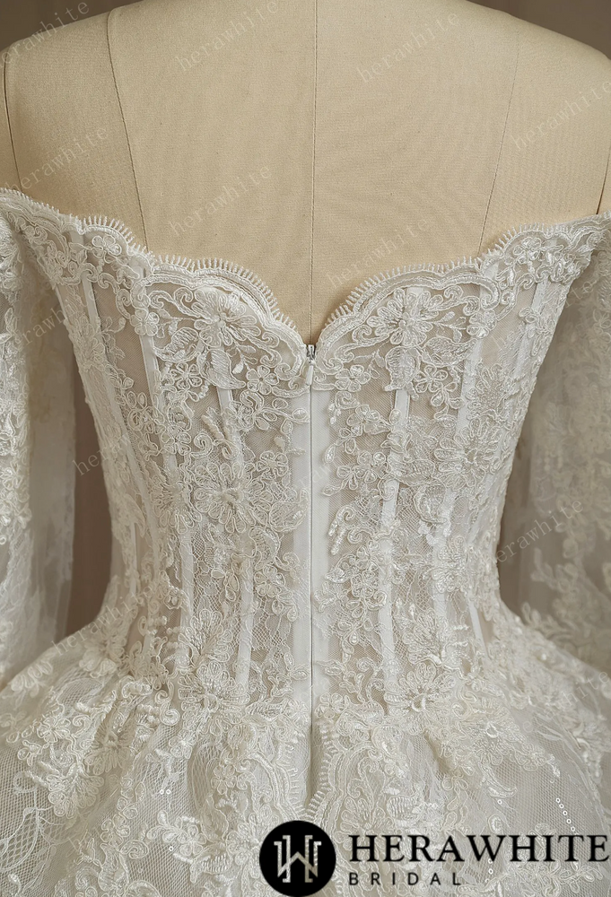 
                      
                        Short Lace Wedding Dress With Long Sleeves
                      
                    