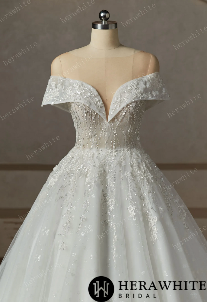 
                      
                        Princess Plunge Wrap Sleeves Ball Gown Wedding Dress
                      
                    