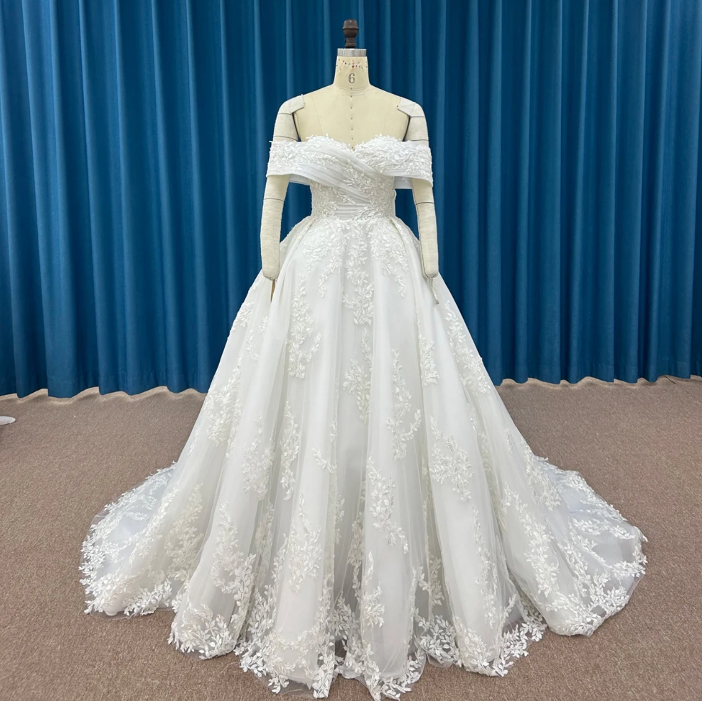 Boho Organza Lace Wedding Ball Gown