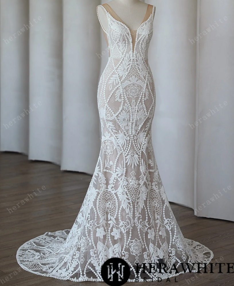 
                      
                        Backless Boho Chic Lace Mermaid Modern Bridal Gown
                      
                    