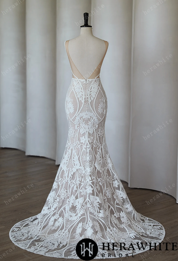 
                      
                        Backless Boho Chic Lace Mermaid Modern Bridal Gown
                      
                    