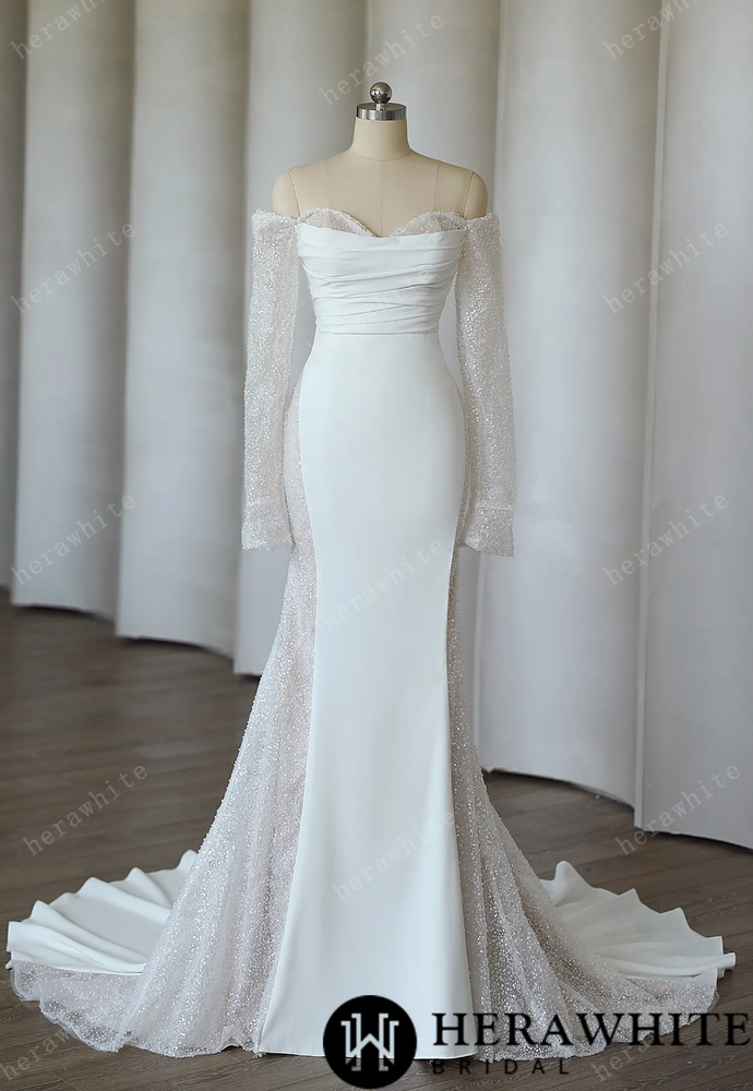 Soft Satin Crepe Mermaid Modern Bride Wedding Gown