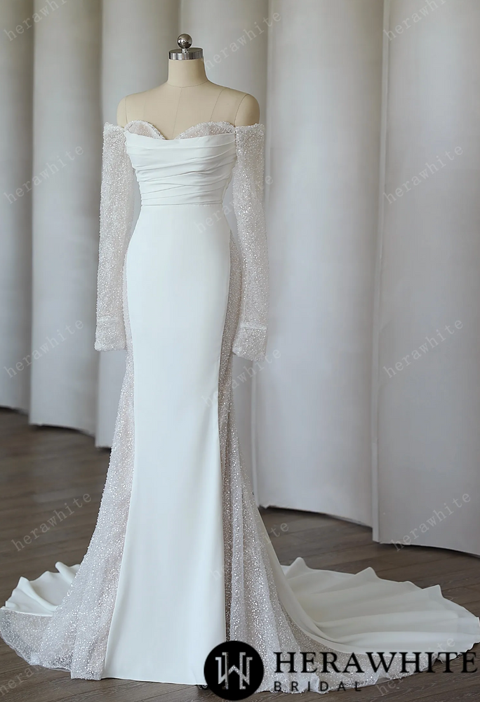 
                      
                        Soft Satin Crepe Mermaid Modern Bride Wedding Gown
                      
                    