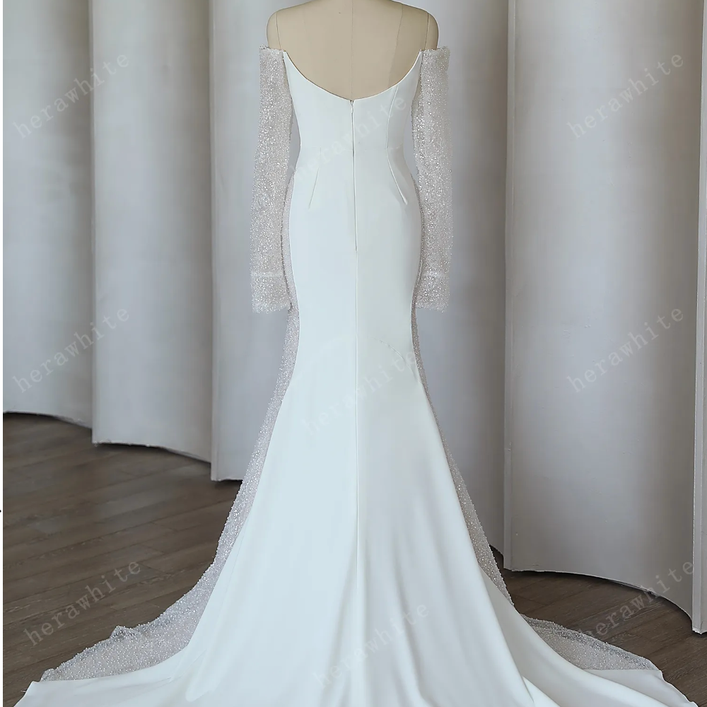 
                      
                        Soft Satin Crepe Mermaid Modern Bride Wedding Gown
                      
                    