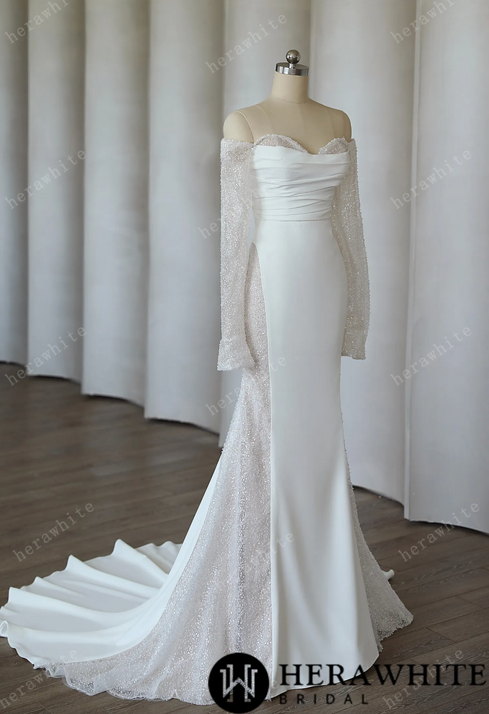 
                      
                        Soft Satin Crepe Mermaid Modern Bride Wedding Gown
                      
                    