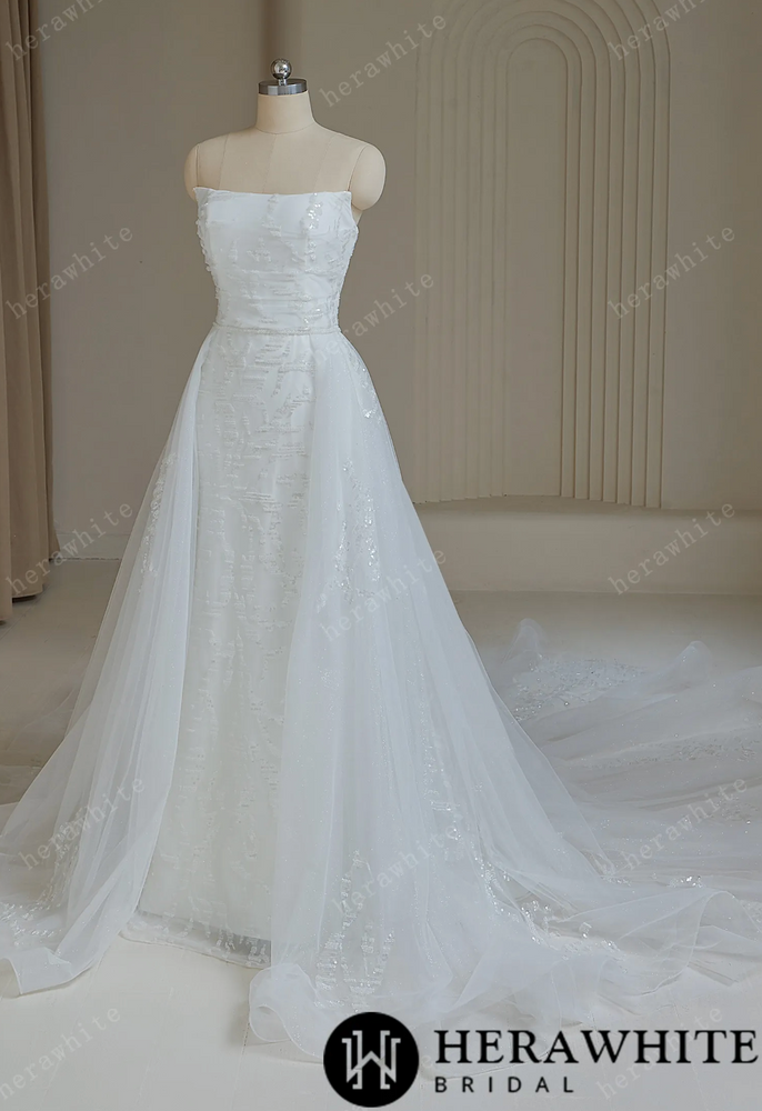 
                      
                        Elegant Sequined Wedding Dress With Detachable Train
                      
                    