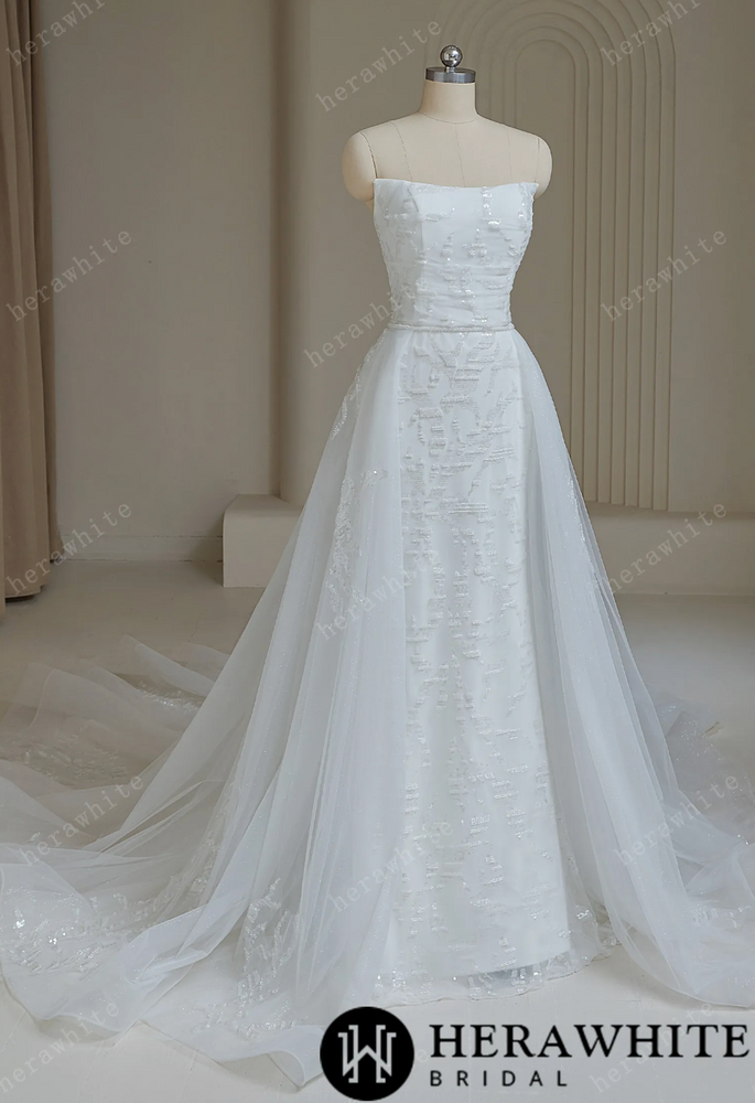 
                      
                        Elegant Sequined Wedding Dress With Detachable Train
                      
                    