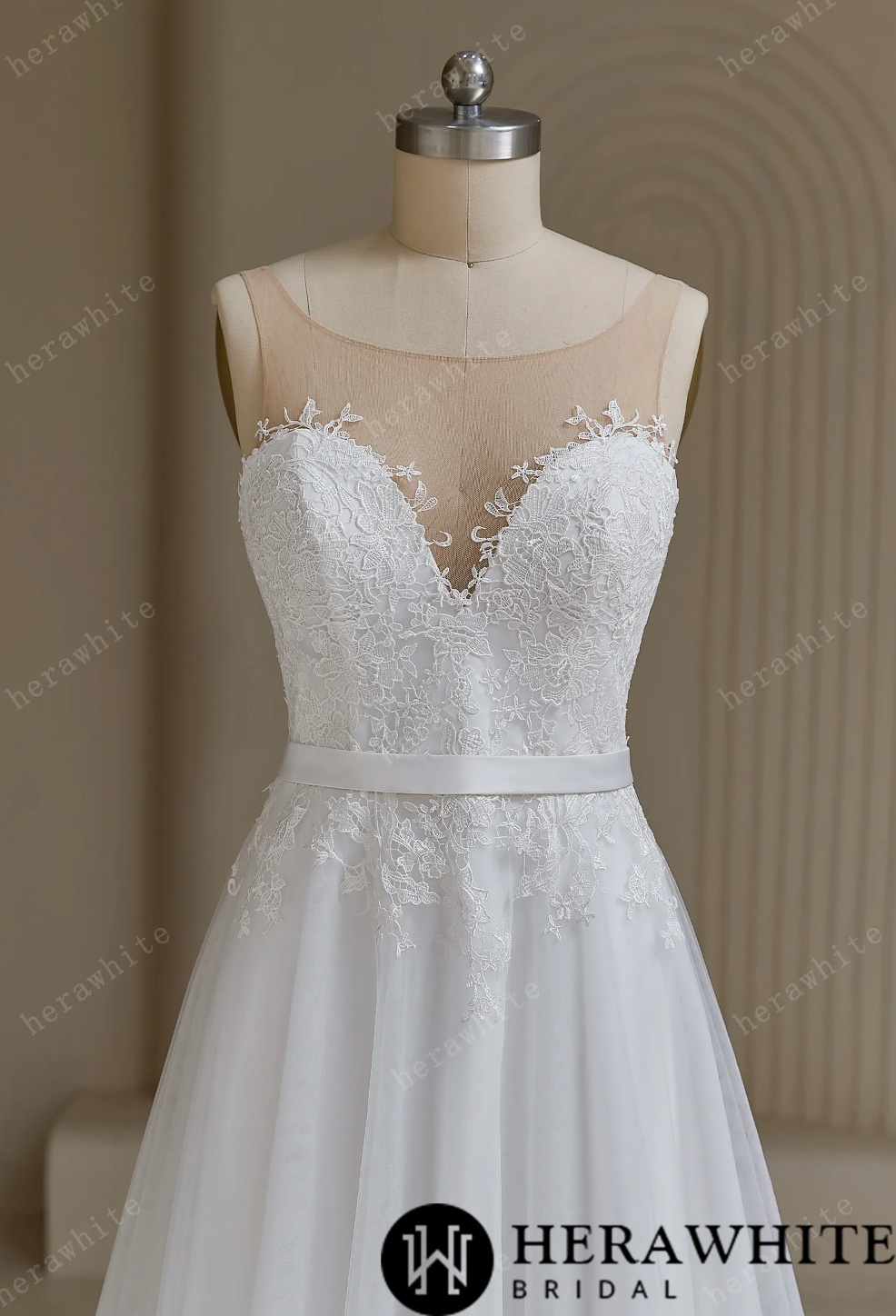 Illusion Neckline A-Line Wedding Dress