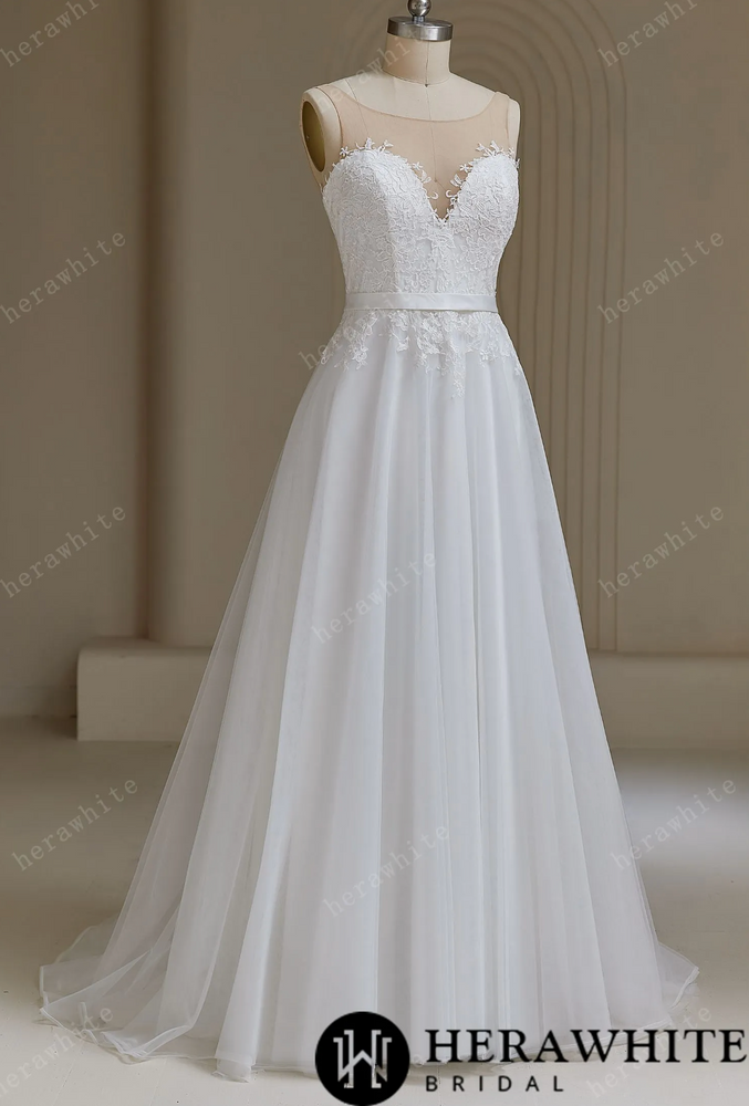 
                      
                        Illusion Neckline A-Line Wedding Dress
                      
                    