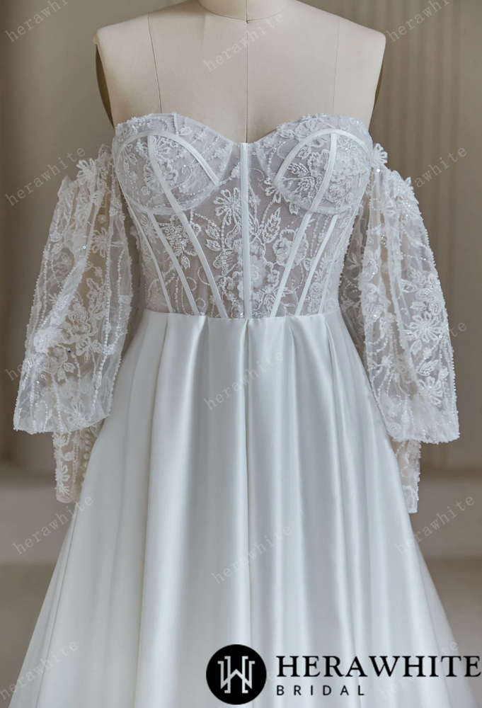 
                      
                        Illusion Lace Sweetheart Wedding Dress With Corset Back
                      
                    