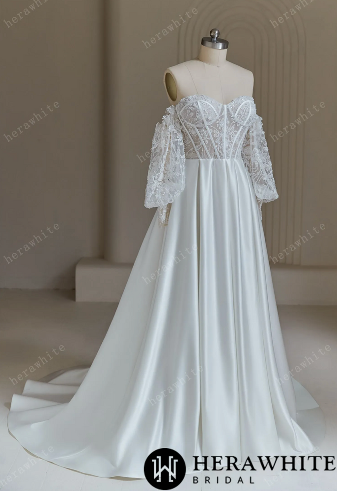 Illusion Lace Sweetheart Wedding Dress With Corset Back