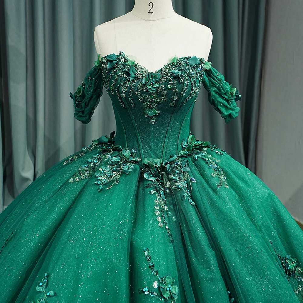 
                      
                        Luxury Green Organza Quinceanera Dress Ball Gown
                      
                    