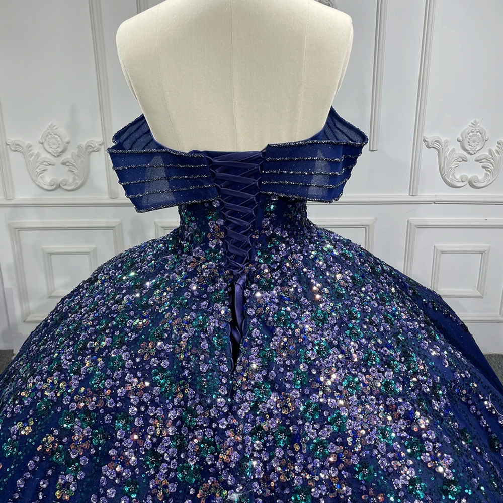 
                      
                        Luxury Blue Ball Gown Quinceanera Dress Shiny Sequins
                      
                    