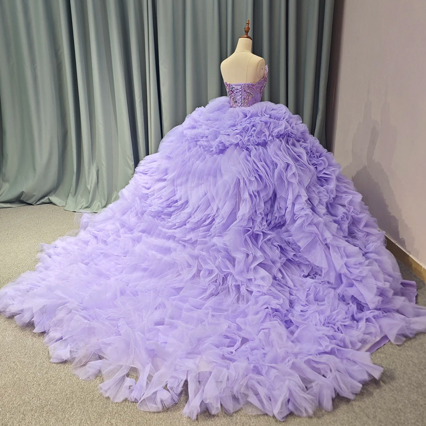 Purple Quinceanera Ball Gown Strapless Dress