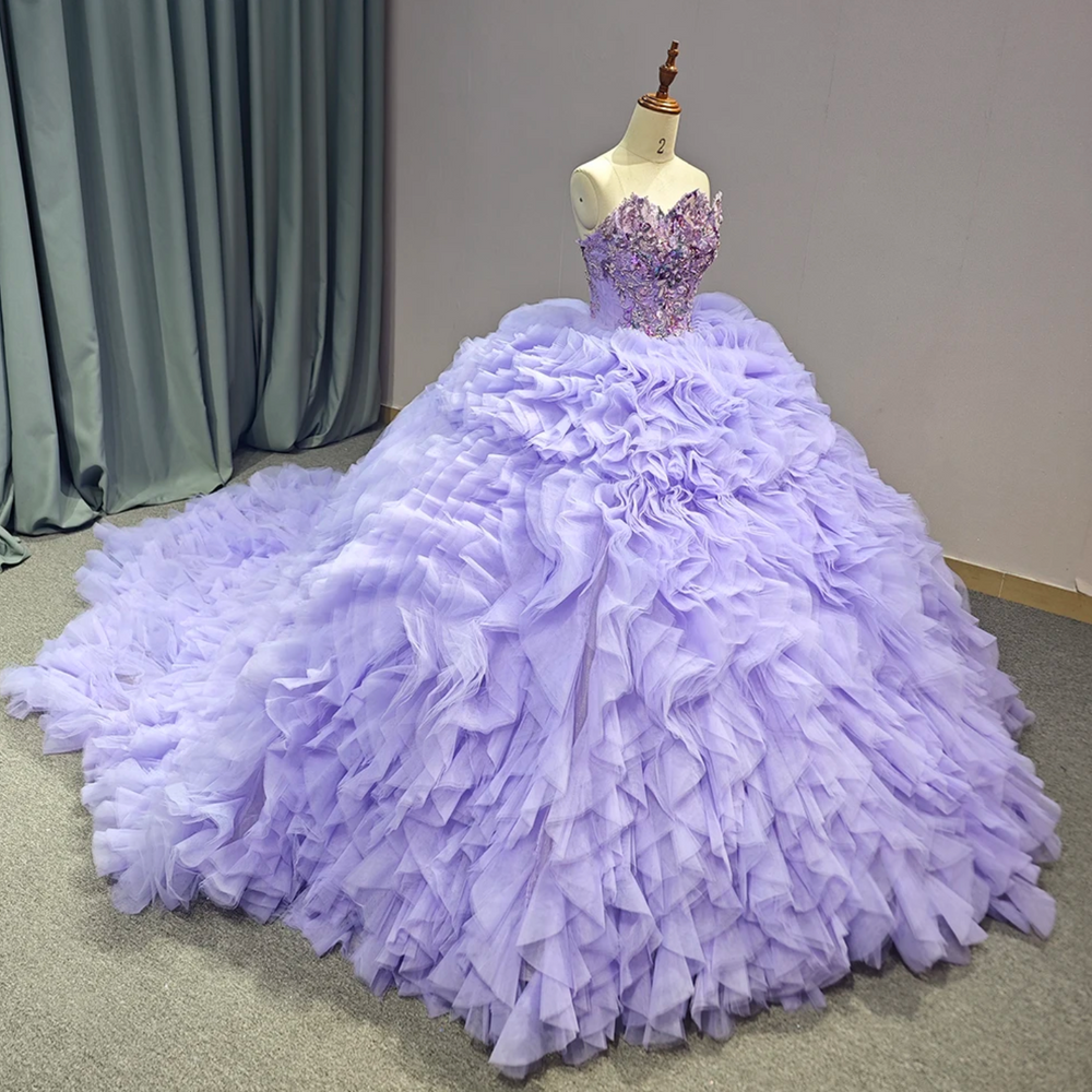 
                      
                        Purple Quinceanera Ball Gown Strapless Dress
                      
                    