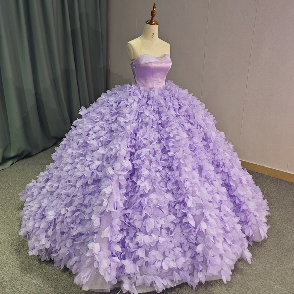 
                      
                        Purple Ball Gown Lace Up Strapless Court Train Quinceañera Dress
                      
                    