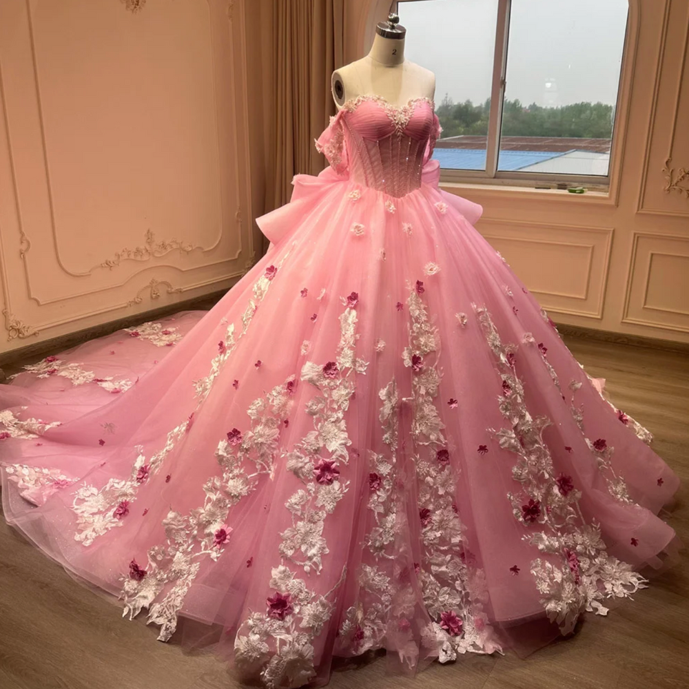 
                      
                        Pink Strapless Quinceanera Dress
                      
                    