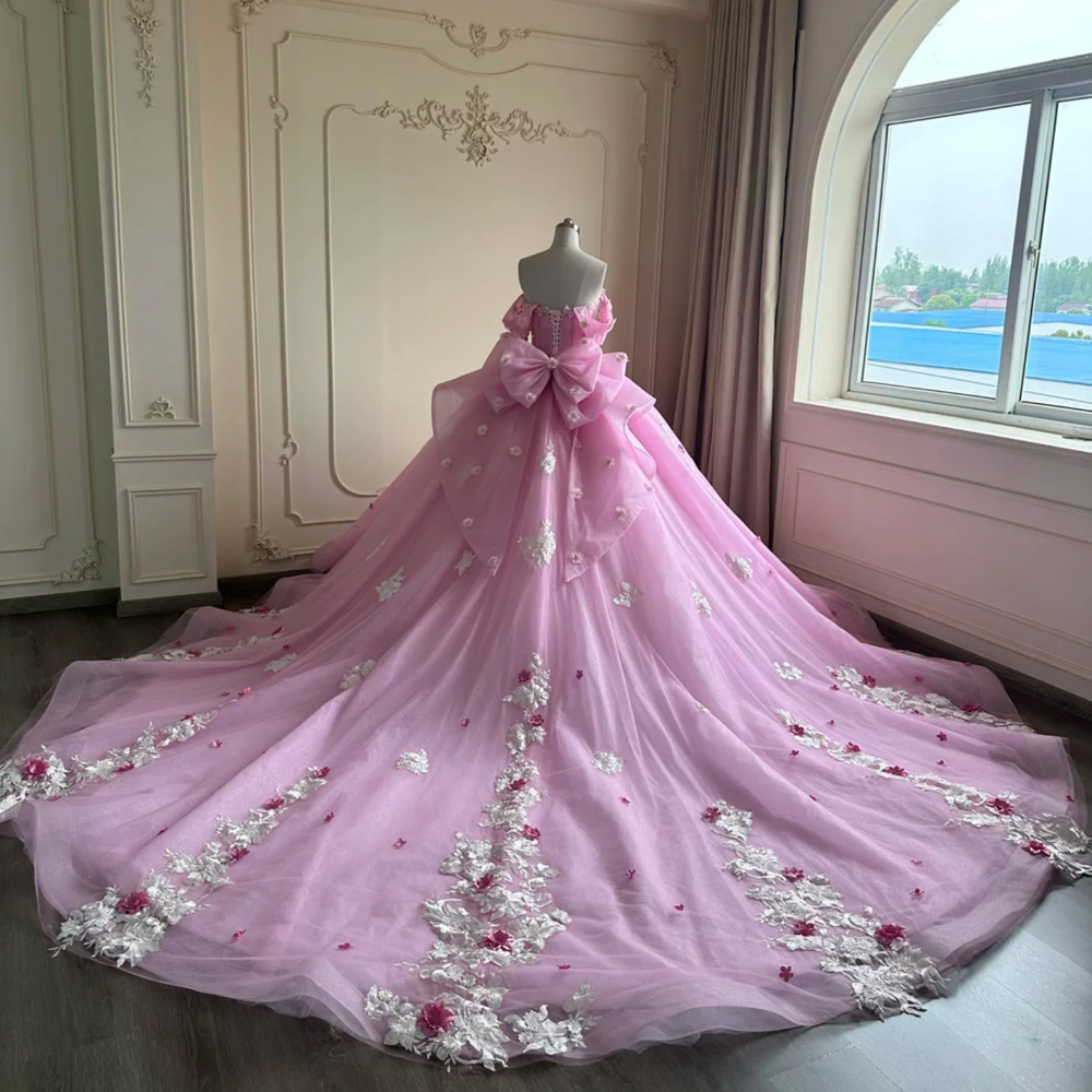 
                      
                        Pink Strapless Quinceanera Dress
                      
                    