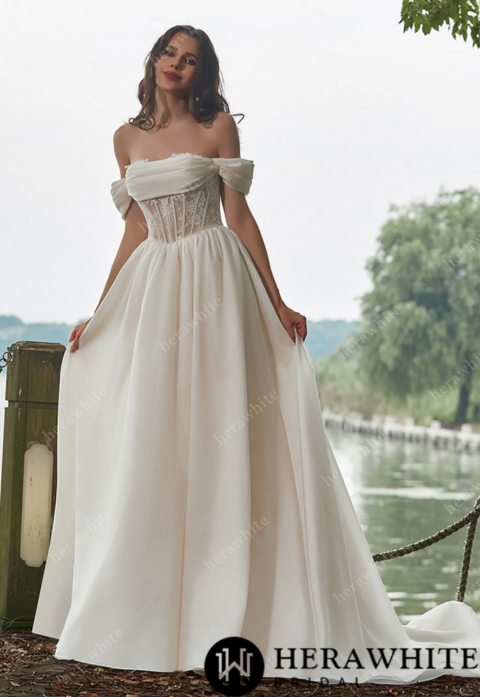 
                      
                        Off-the-Shoulder A-line Organza Wedding Dress
                      
                    