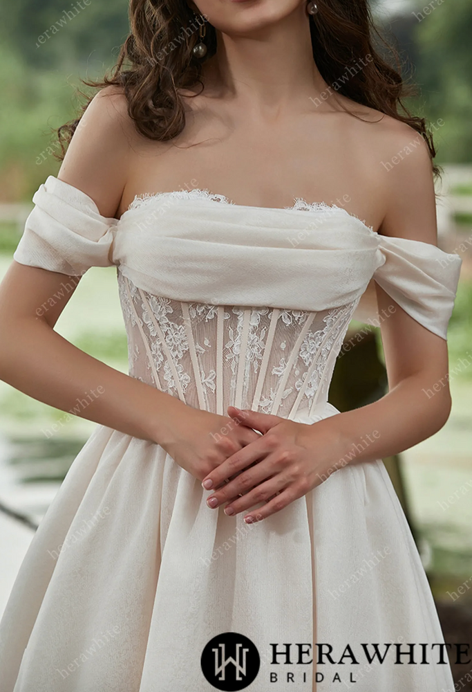 
                      
                        Off-the-Shoulder A-line Organza Wedding Dress
                      
                    