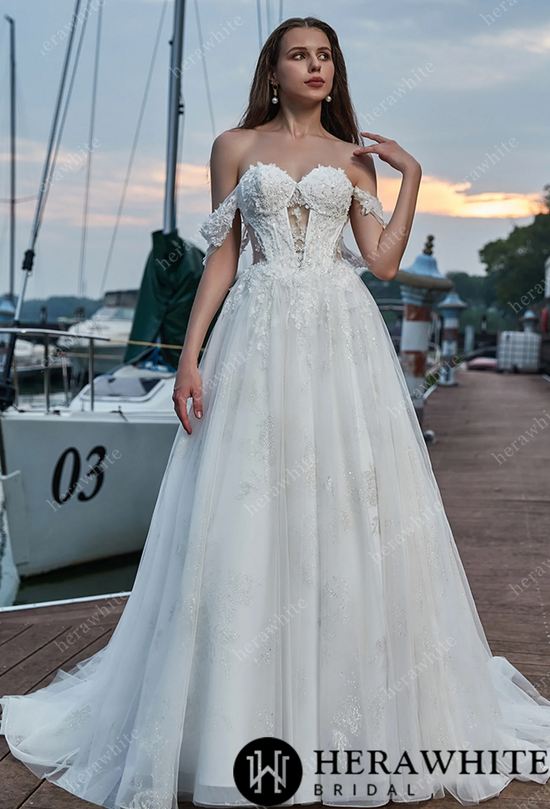 Off Shoulder Sweetheart Wedding Dress