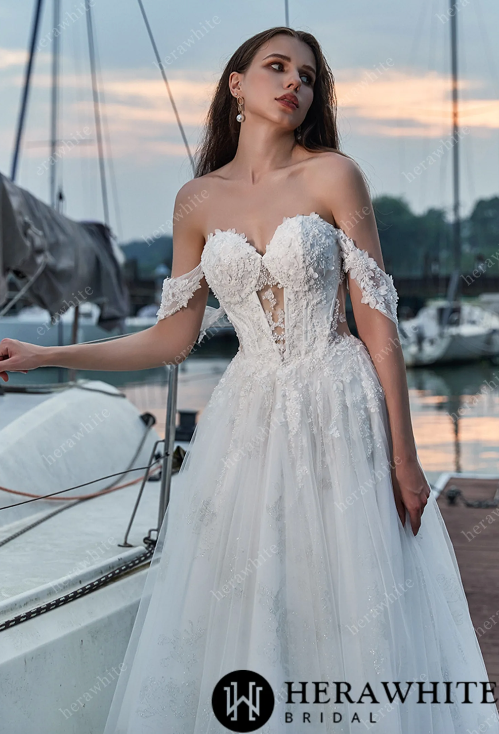 Off Shoulder Sweetheart Wedding Dress