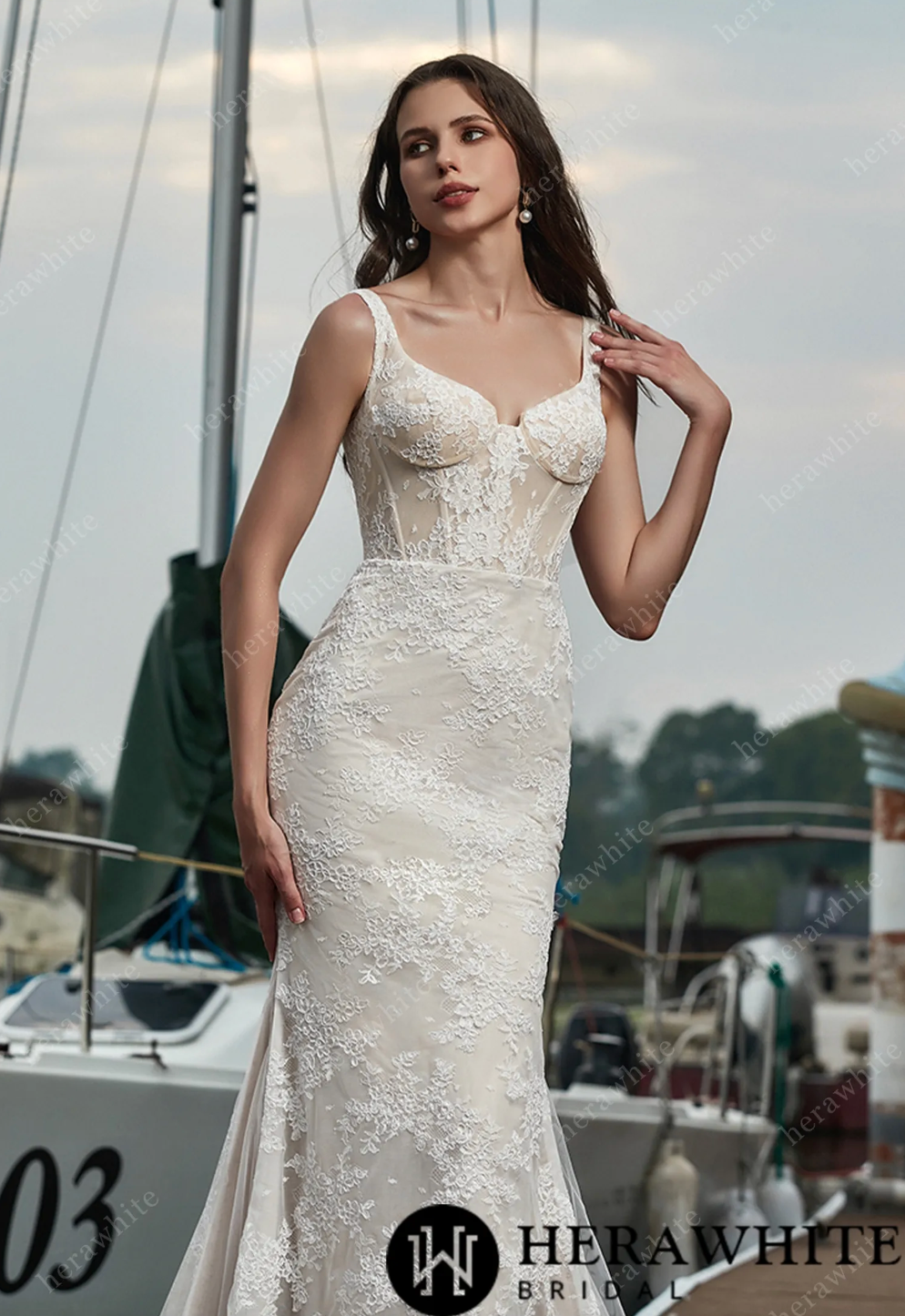 Lace Wedding Dress With Detachable Overskirt