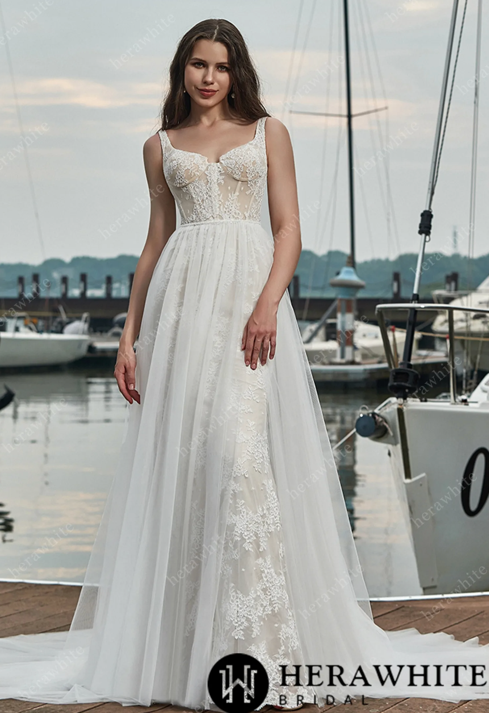 Lace Wedding Dress With Detachable Overskirt