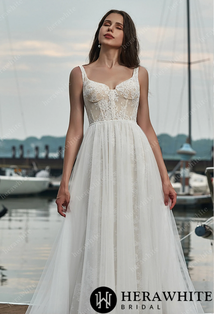 
                      
                        Lace Wedding Dress With Detachable Overskirt
                      
                    