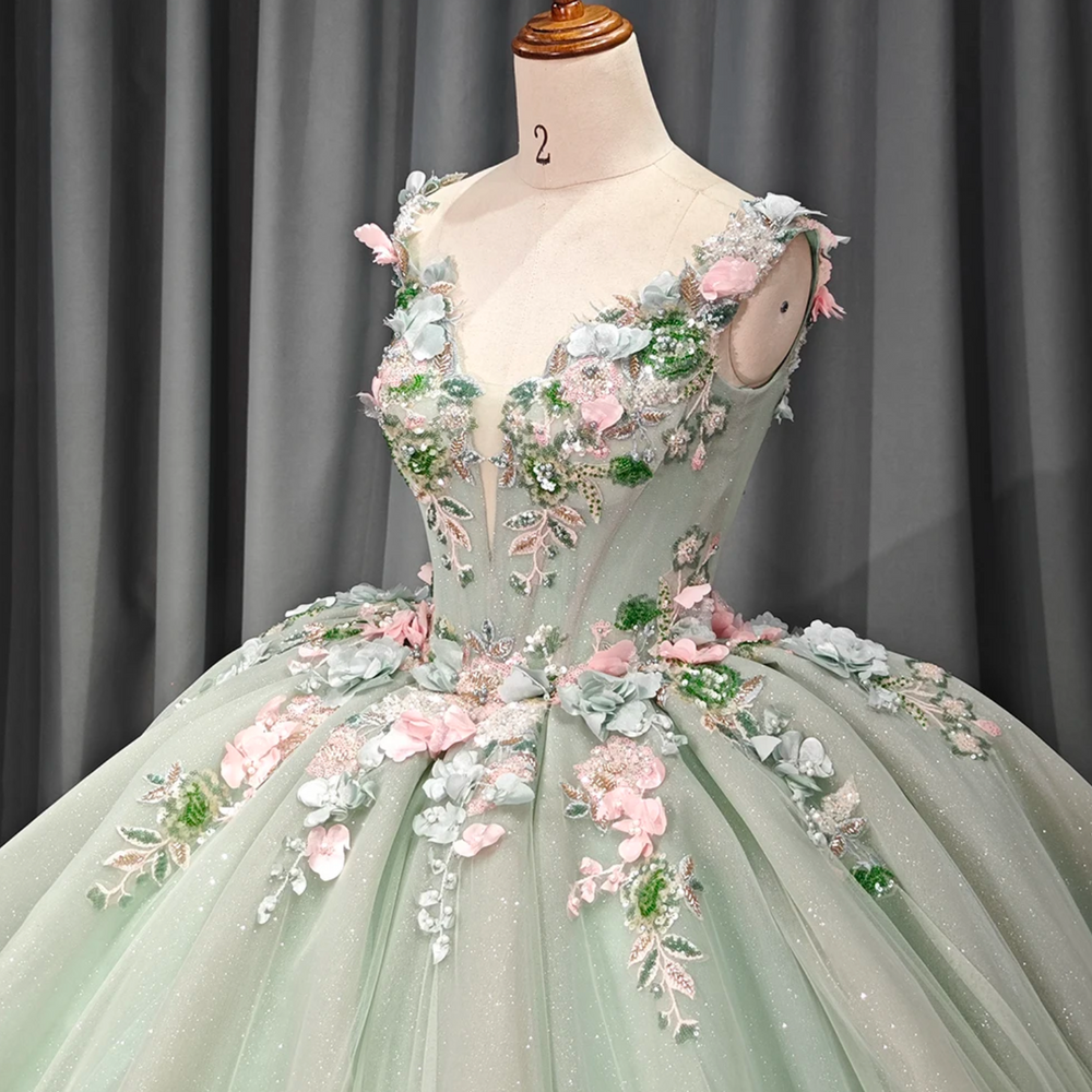 
                      
                        Blush Green Sparkly Princess Quinceanera Dress
                      
                    