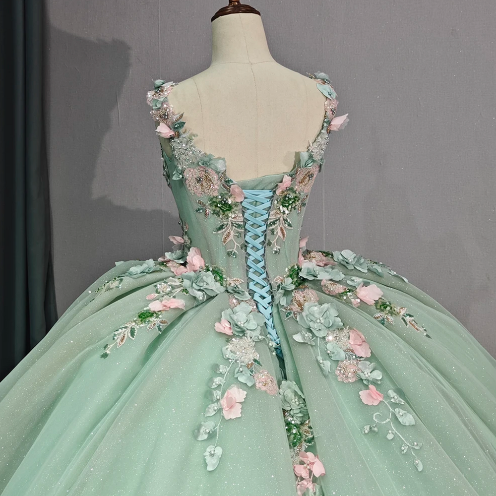 
                      
                        Blush Green Sparkly Princess Quinceanera Dress
                      
                    