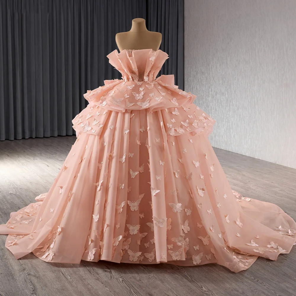 Quinceanera Dress Ball Gown Strapless 3D Butterfly