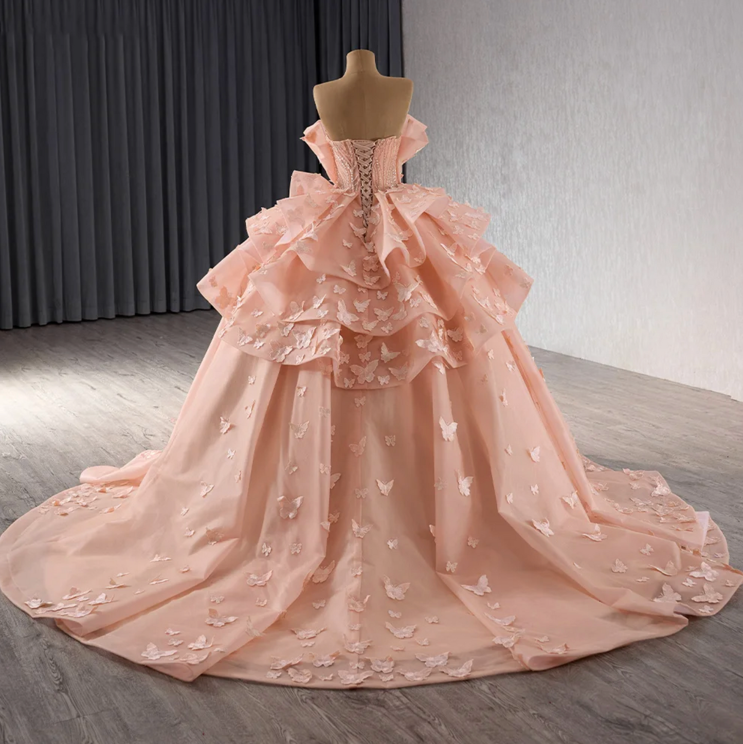 Quinceanera Dress Ball Gown Strapless 3D Butterfly