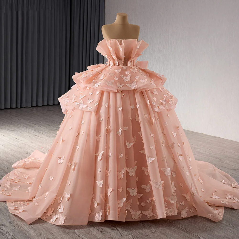 
                      
                        Quinceanera Dress Ball Gown Strapless 3D Butterfly
                      
                    