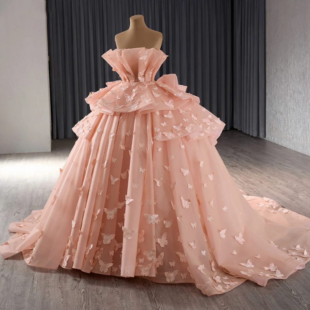 
                      
                        Quinceanera Dress Ball Gown Strapless 3D Butterfly
                      
                    