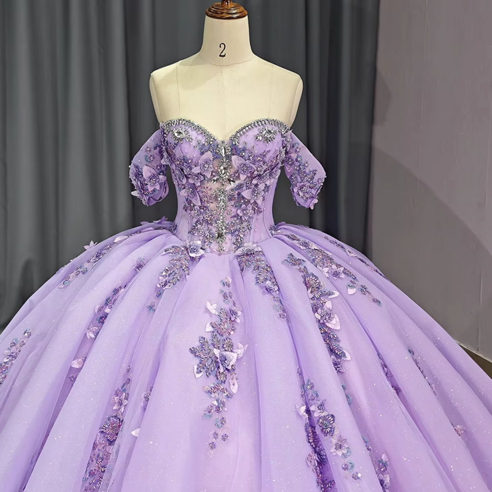 
                      
                        Quinceanera Dress Purple Princess Crystal Off The Shoulder
                      
                    