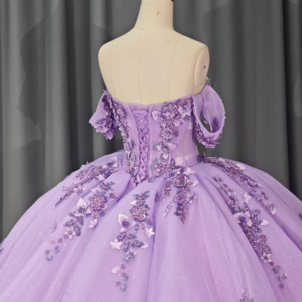 
                      
                        Quinceanera Dress Purple Princess Crystal Off The Shoulder
                      
                    