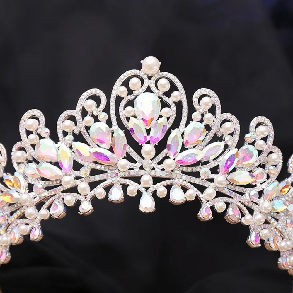 
                      
                        Pearl Royal Queen Crown Crystal Tiara
                      
                    