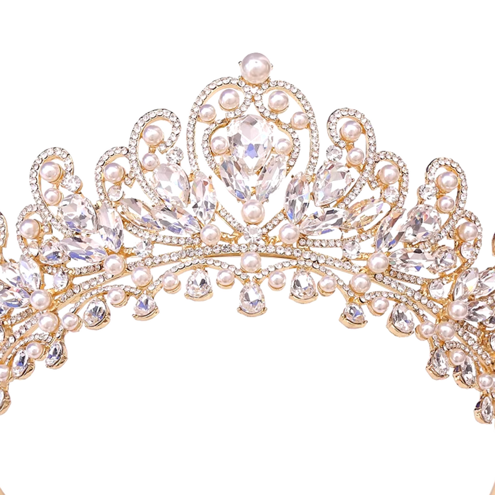 
                      
                        Pearl Royal Queen Crown Crystal Tiara
                      
                    