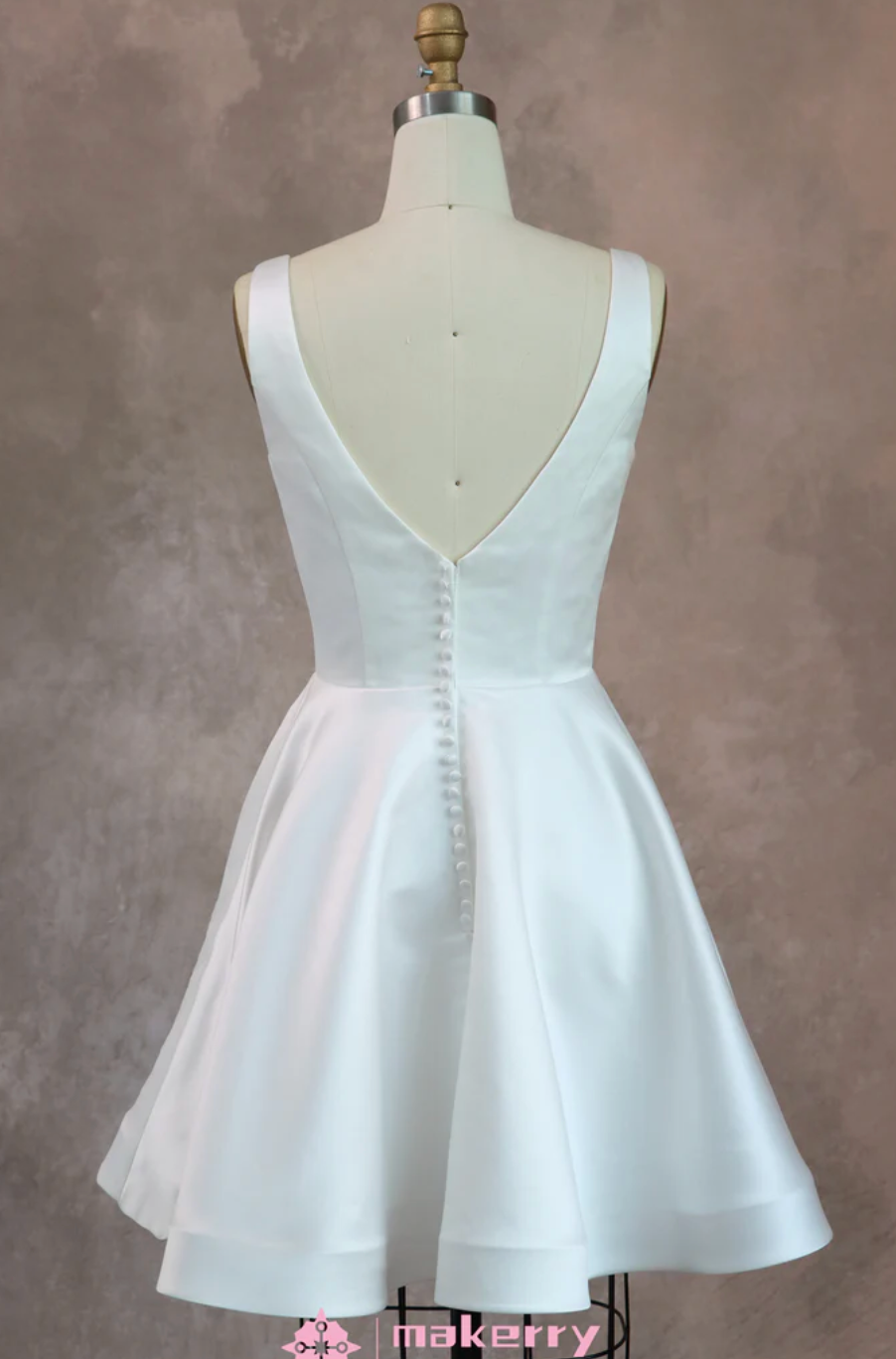 A Line Short Mini Satin Wedding Dress