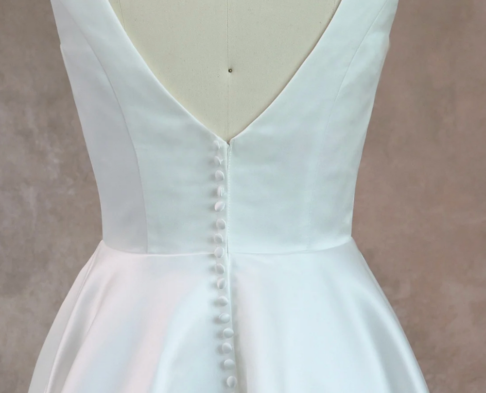 
                      
                        A Line Short Mini Satin Wedding Dress
                      
                    