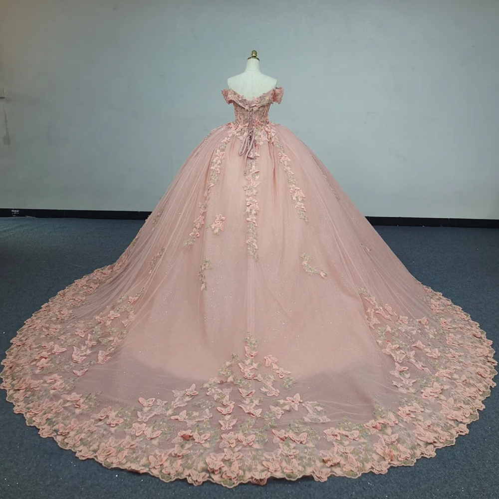 
                      
                        Pink Quinceanera Dress Butterfly Flowers
                      
                    