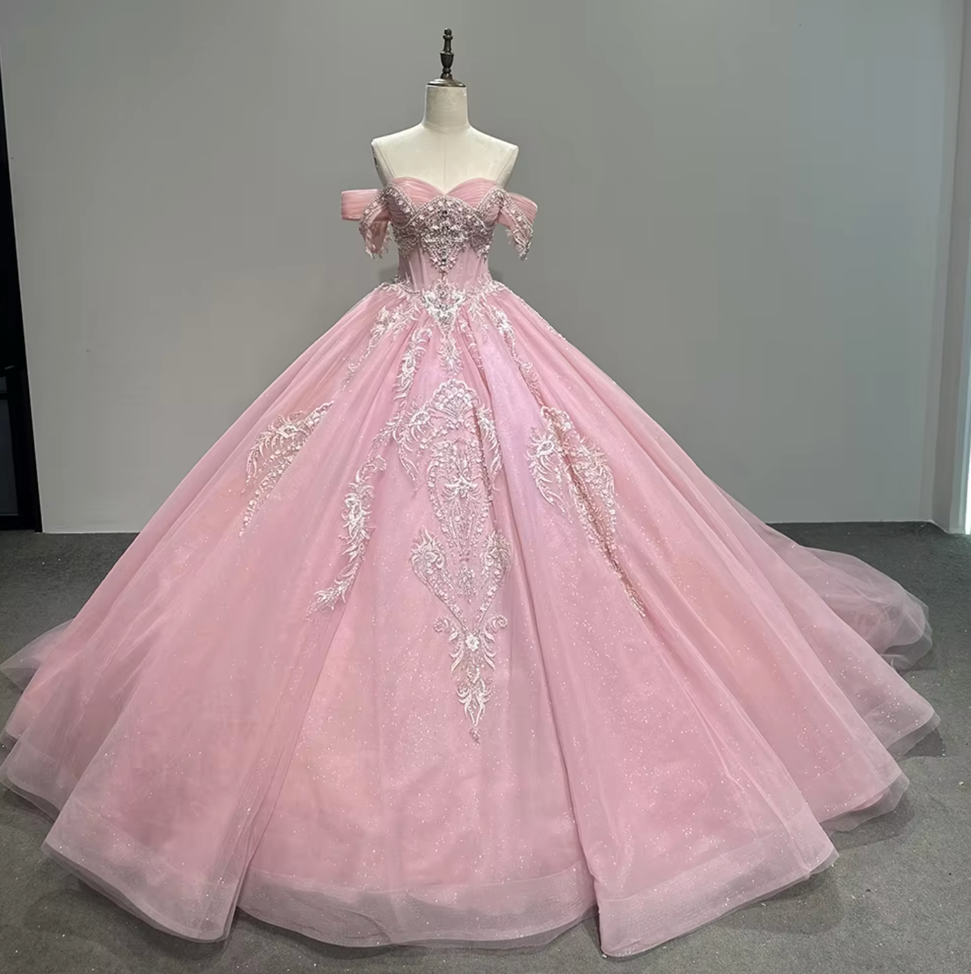 Short Sleeves Quinceanera Pink Dress