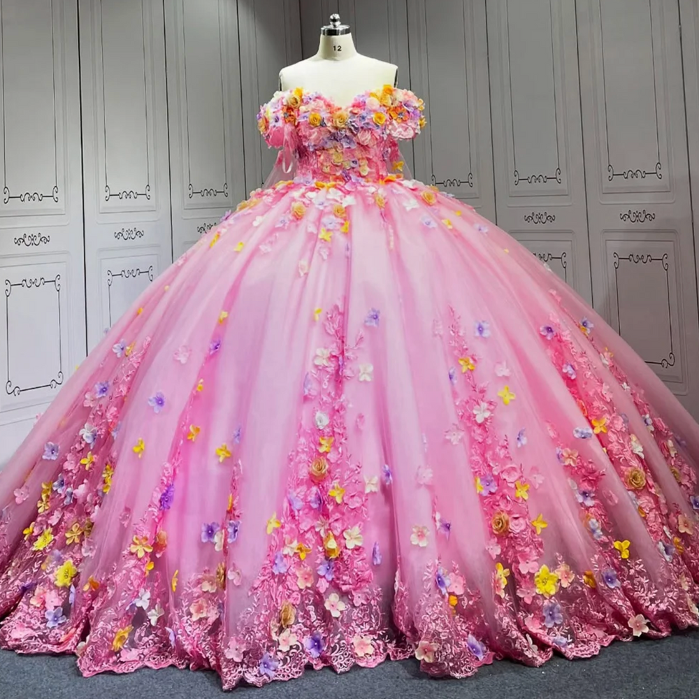 
                      
                        Pink Flower Quinceanera Dress
                      
                    