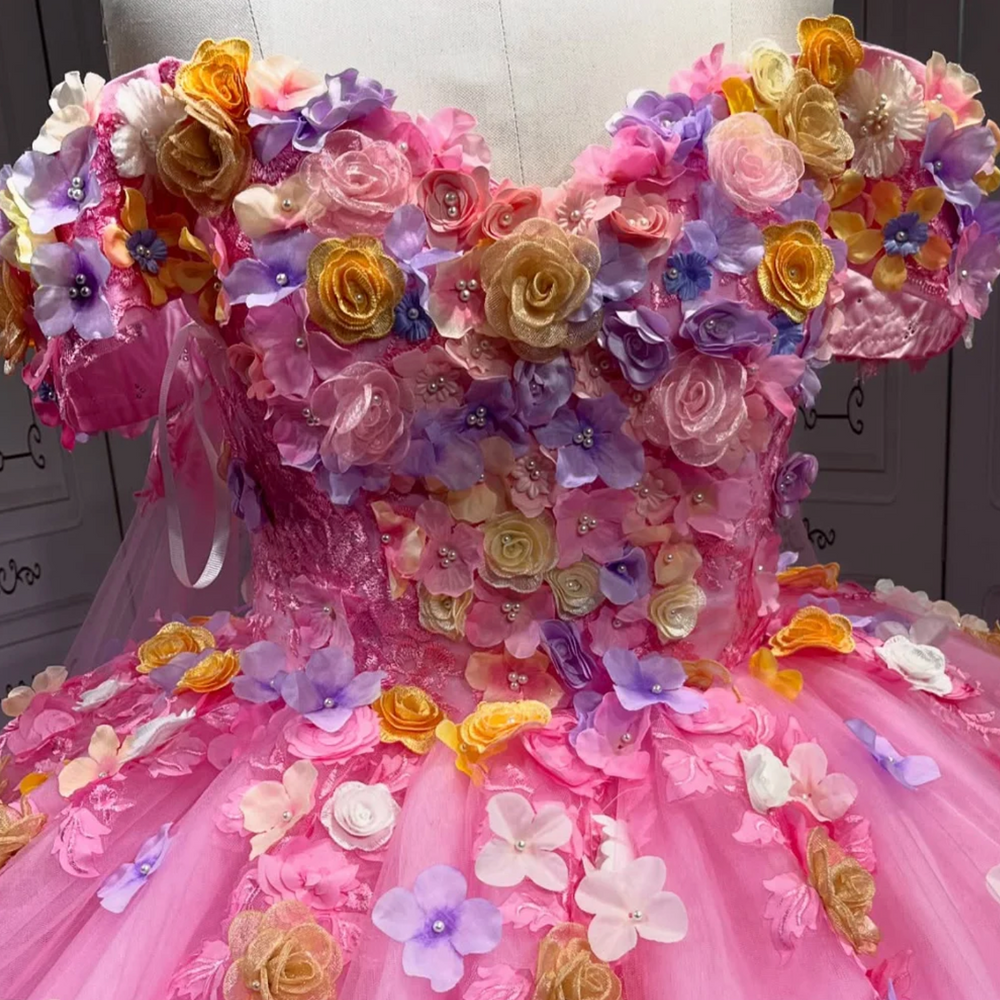 
                      
                        Pink Flower Quinceanera Dress
                      
                    