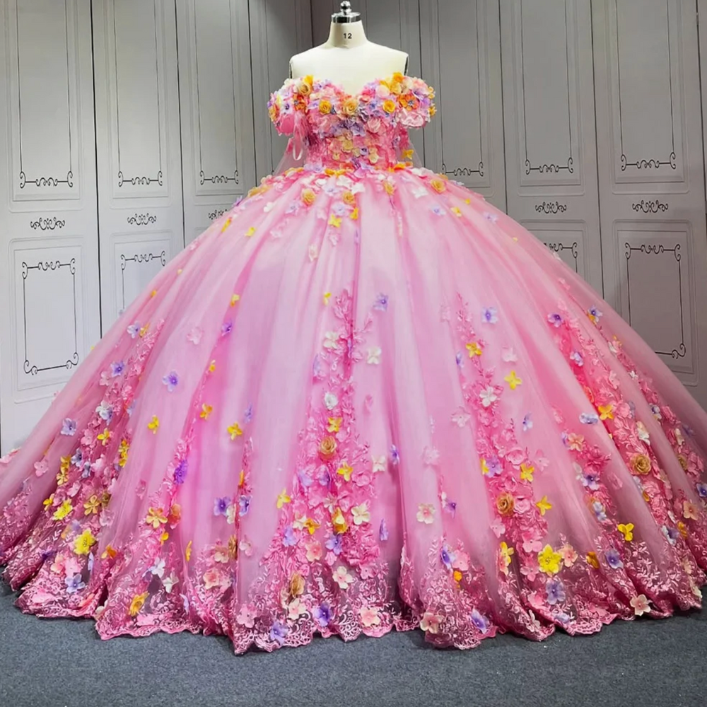 
                      
                        Pink Flower Quinceanera Dress
                      
                    