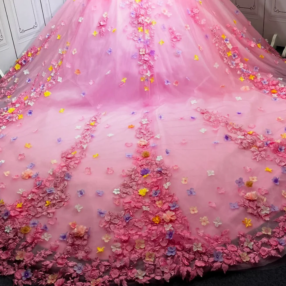 
                      
                        Pink Flower Quinceanera Dress
                      
                    