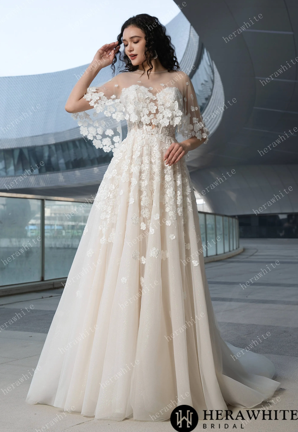 Elegant Lace A-Line Gown With Sweetheart Neckline and Intricate Floral Detailing